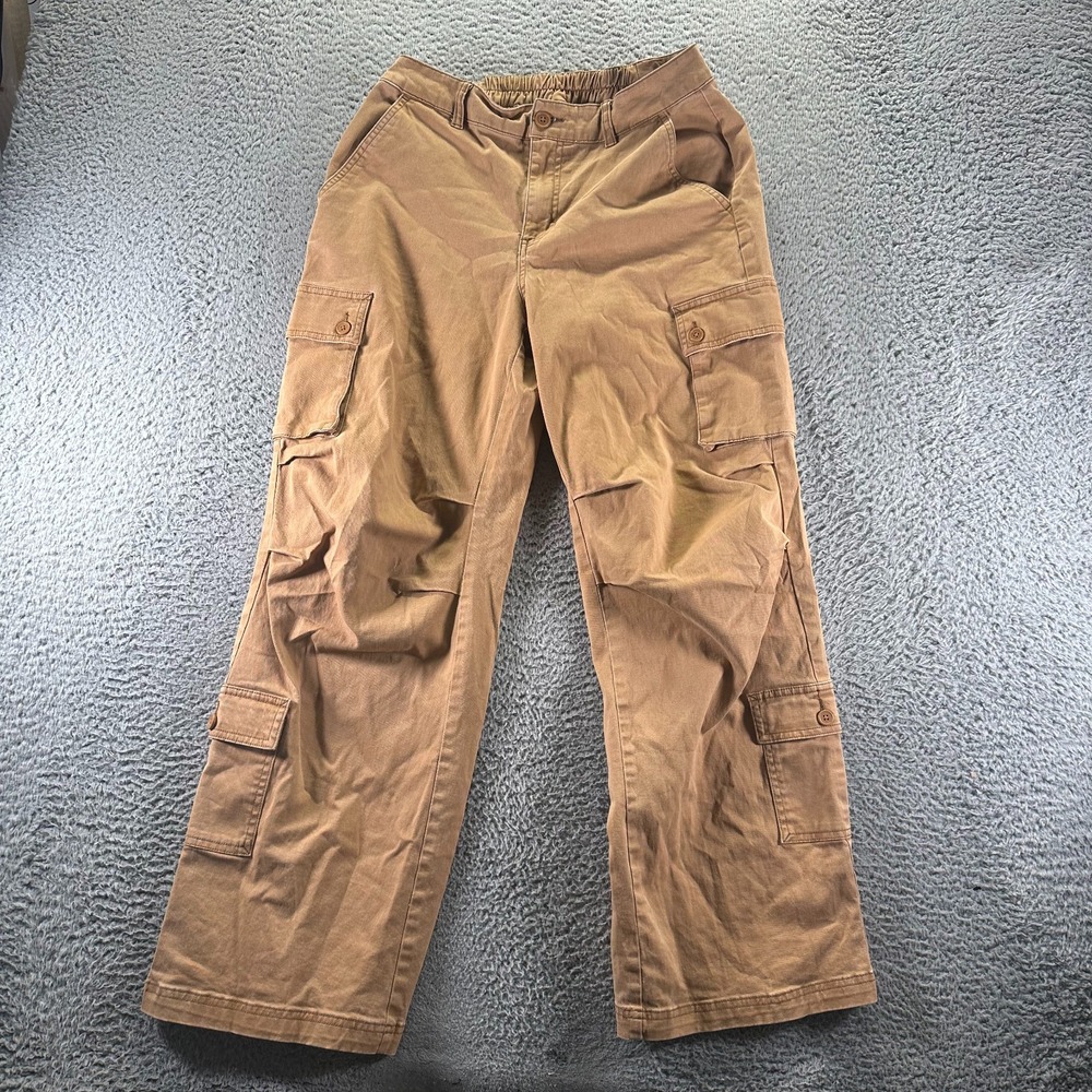 Wild Fable Pant Mens M Brown Cotton Cargo Straight Leg Baggy Workwear Stretch